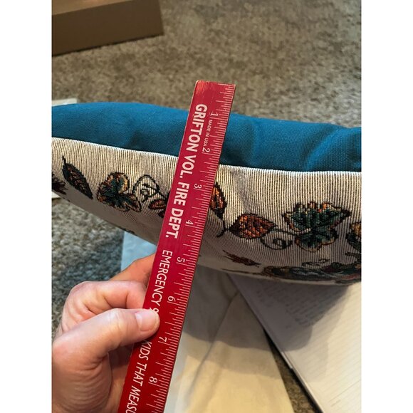 Fall Harvest Tapestry Throw Pillow Cornucopia & Leaves Design - Picture 7 of 7